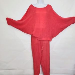 Salmon 2 peice Faux Linen Lounger